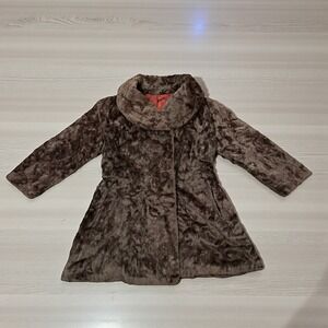 Vintage 1960s Fur Fabric Coat Brown West Germany Small 3/4 Sleeve Project Repair